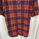 Garnet Hill  Brown Plaid Corduroy Puff Sleeve Shift Mini Dress Sz.M Photo 4