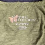 Natural Reflections ‎ Shirt Womens XL Green Embroidered Boho Beaded Scoop Neck Photo 3