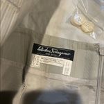 Salvatore Ferragamo 100% Cotton Cream Blazer Jacket Skirt Set Size 10/12 Photo 6