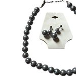 Faux pearl necklace and earring set Gray Photo 2