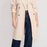 Old Navy New Double Breasted Belted Tie Waist Trench Coat Ivory Size XL Photo 4