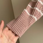 Rachel Zoe Light Pink and White Striped Ribbed Quarter-Zip Sweater, Size Small Photo 5