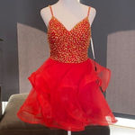 Women’s Red with Gold Sparkles Short Prom Party Dress Corset Back Size S NWT Red Photo 0