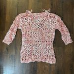 Hand knit with large needles, draped tunic / dress / beach coverup, NWOT Pink Size M Photo 1