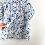 Maeve Anthropologie Short Sleeve Linen Blend Surf Shirt Blue XL Photo 3