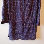 Xirena Navy Ditsy Floral Print Half Button Long Sleeve Tunic Shirt Dress XS Photo 3