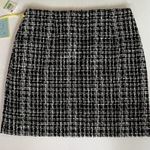 CeCe  Skirt Size 8 Black White Textured Tweed A-Line Mini Sparkle Lined Zip Back Photo 2