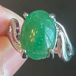 Green jade S925 silver ring size 8.75 Photo 8