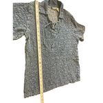 VTG Y2K 90s Blue Crinkle Denim Look Lace Up Shirt 2X Textured Stretch Top 2X Photo 7