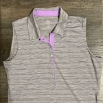 EP New York Women's Sleeveless Purple Striped Polo Golf Top Medium Photo 1