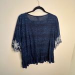 Pilcro Anthropologie  Orchid Embroidered Top Small Navy Blue Photo 5