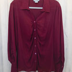 The Look Randolph Duke Womens Silk Blouse Size 16 Burgundy Ruched Office Siren Red Photo 0
