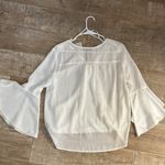 BCX White Ruffle Blouse with Flared Sleeves Photo 3