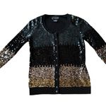 Bloomingdales C by cashmere mix sequenced cardigan black gold silver size small Photo 14