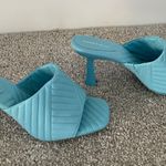 Antonio Melani Blue Mazie Leather Square Toe Heels Size 7 Photo 0