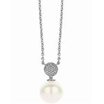 Boutique NEW Pearl Pave Simulated Diamond Necklace White Gold 925 Silver 16-18"‎ Photo 3