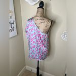 Entro NTM: One Shoulder Minty Blue with Pink Leopard Print Blouse Sz Small Photo 11