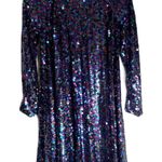 Blacktie Oleg Cassini Dress Womens 14 Sequin Long Sleeve Cocktail Multicolor 90s Size M Photo 0