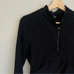 90 Degree Womens Interlink Ribbed Half Zip Long Sleeve Crop Top Jacket Medium Black Photo 3