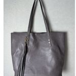 Dark Gray Women's Soft Faux Leather Tote Shoulder Bag with Tassel Photo 1