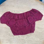 Miguelina Dakota Floral Lace Crochet Crop Top Milkmaid Hippie Maroon Women's S Pink Photo 3