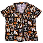 Munki Munki Halloween Pajama Top Large Short Sleeves Button Werewolf Witch Ghost Photo 0