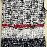 Elegant Monochrome Midi Dress with Red Accents Black Size 10 Photo 3