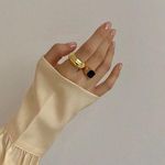 Gold ring band ring black band ring stacking ring statement ring Photo 0