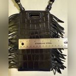 Maje Embossed Leather Adjustable Black Crossbody Phone Case Photo 6