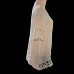 LUNGO LARNO Top Womens M 100% Linen Crochet Trim White Boho Peasant Cottage Core Size M Photo 5