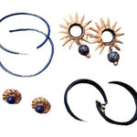 4 pair of blue earrings hoops studs and dangly gently used Photo 0