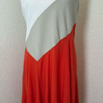 Anthropologie Maeve Cameron Burnt Orange Colorblock Asymmetrical Shift Dress L Photo 0