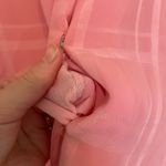 Liz Baker Vintage women’s bubblegum pink sheer plaid button up shirt size 10 Photo 4