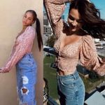 Urban Outfitters UO Old Soul Smocked Top Mauve Pink ish Leopard Cheetah Crop Top Photo 3