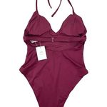 ANDIE NWT Swim The Lagos One Piece Swimsuit Halter Removable Cups Plum L Photo 5