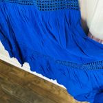 Nicole Miller  Women's Royal Blue Malibu Crepe Lace Cutout Midi Dress Size 8 Photo 9