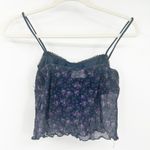 Perry + Co Floral Womens Whimsigoth Y2K Dark Cottagecore Floral Crop Cami Top Blue Photo 4
