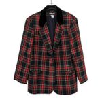1990s Vintage Sag Harbor Red & Black Plaid Blazer Jacket Size XL Wool Photo 0
