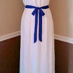 Pink Owl Modcloth White with Blue Fringe & Crochet Trim Halter Maxi Dress Boho Photo 1