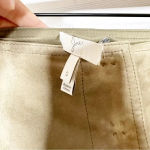 Joie  Soft 100% Suede Goat Leather Mylon Brown A-Line Skirt Boho‎ Size Small Photo 3