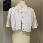 Live 4 Truth  White Rhinestone Dazzle Button Crop Top, Size 1X Photo 0