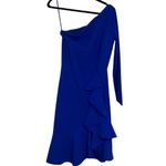 Chiara Boni NEW NWT  La Petite Robe Bernarda One Sleeve Ruffle Dress Blue Klein Photo 3