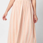 Faherty Dream Cotton Gauze Lakeview Dress Sepia Neutral Stripe Coastal Midi Photo 0