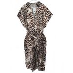 Mango 100% Cotton Animal-Print Dress with Bow Ecru Brown NWT Size 18/3XL Photo 3
