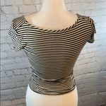 About A Girl  T-Shirt Cropped Black/White Striped-XS Photo 2