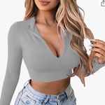 Quarter Zip Long Sleeve Gray Size M Photo 2