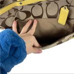 Coach Signature Stripe Jacquard Tote Diaper Bag Signature Canvas F13803 Yellow Photo 13