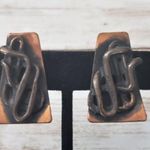 Vintage Clip On Earrings Copper? Unusual Welded? Design Statement Earrings Photo 0