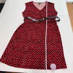 Ralph Lauren Red Black Chevron Faux Wrap Sleeveless Belt Dress 2X Photo 9