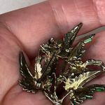 Vintage enamel floral Taiwan silver tone brooch. Green Photo 3